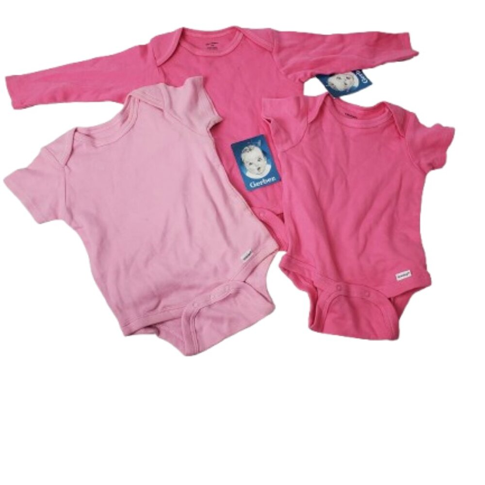 Gerber infant girls lot of 3 pink onesies size 3-6M